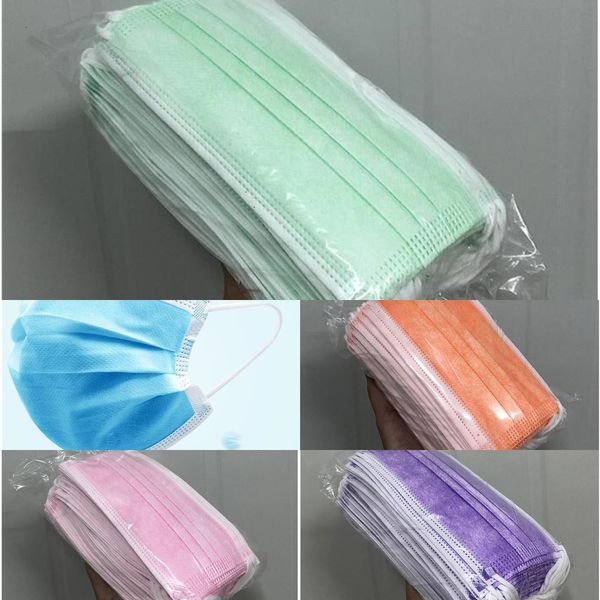 

black 9 white colors pink disposable with elastic ear loop 3 ply breathable dust air anti-dust face mask mouth 25