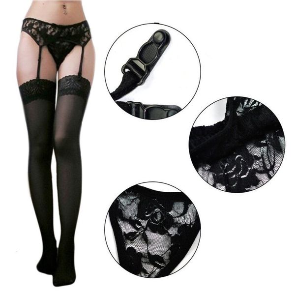 

black rose women's lace garters lingerie belt stocking suspender with g-string thongs, Black;white