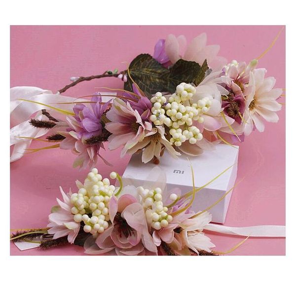 

kid floral garland women wedding hair accessories bridal flower wreath kids party flower crown girls hair acc qylojl