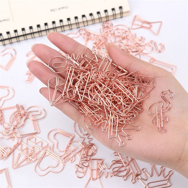 

12 styles cute paper clip school office supply metal plating rose gold paper clip students gift