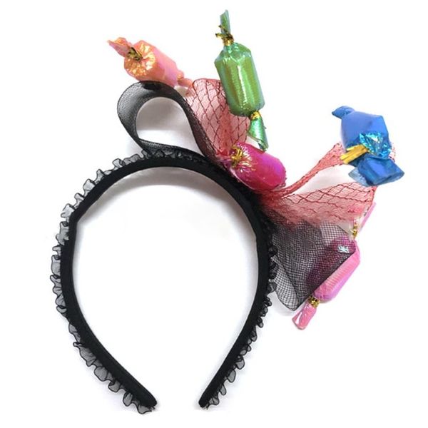 

hair accessories funny halloween headband multicolor 3d candy mesh bowknot hoop party props