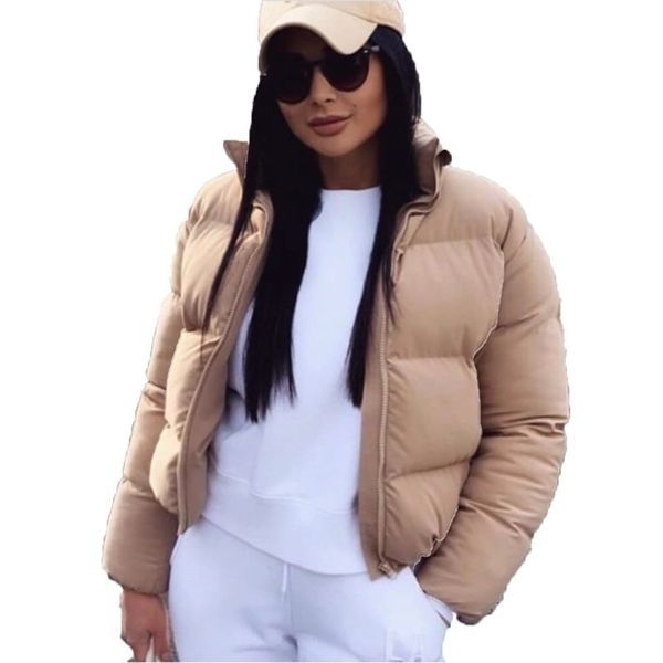 

women winter short parkas fashion down cotton jacket black solid standard collar bubble coat autumn female puffer jackets 201202