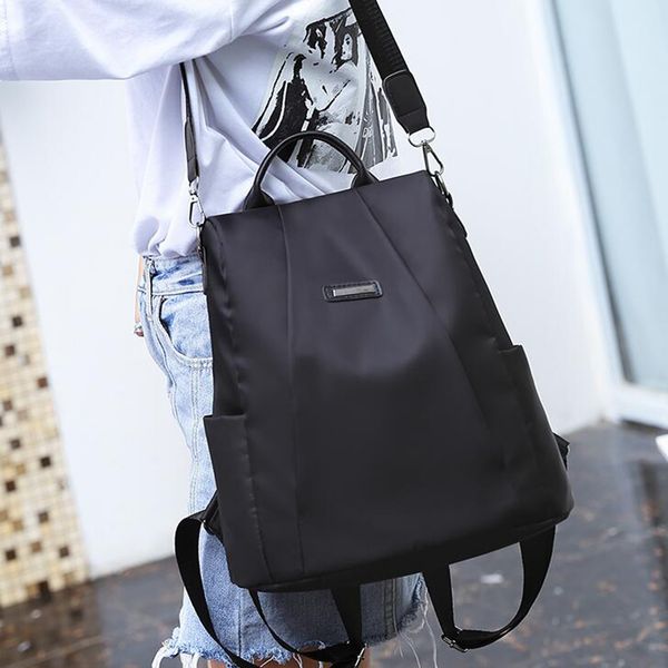

fashion school bags for teenage girls 2022 oxford anti theft backpack women black waterproof solid travel daypacks book backbag