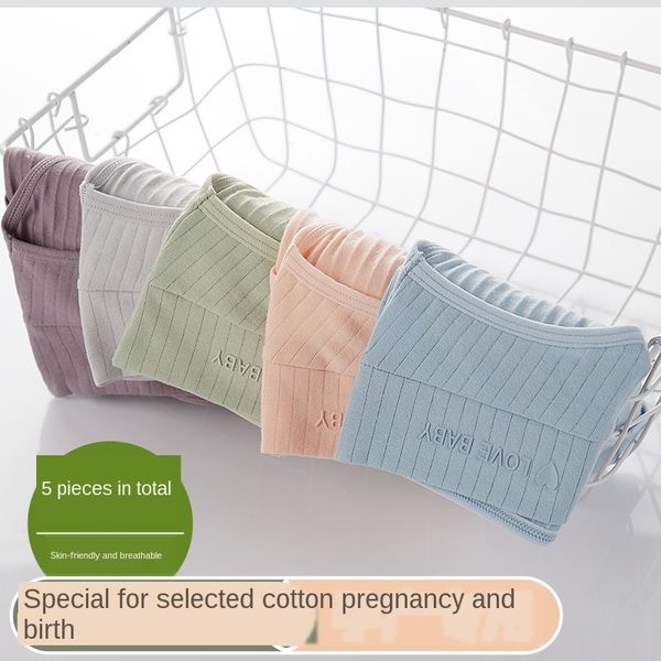 

5 pcs pregnant women panties underwear cotton pregnant low waist antibacterial abdomen supporting maternal pregnancy clothes lj201120, White