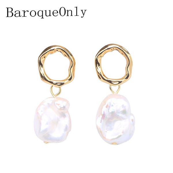

dangle & chandelier baroqueonly nautral baroque pearl earring vingate trendy irregular circle 925 needle drop jewelry earrings ecm, Silver