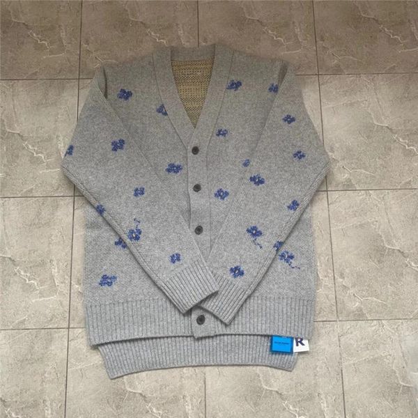 

cardigan v-neck flower embroidery adererror sweater men women hip-hop ader error knit sweatshirts, White;black