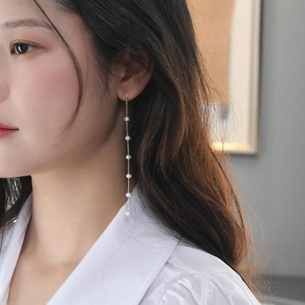 

dangle & chandelier ashiqi natural freshwater pearl earrings female 925 sterling silver tassels starry ears long simple girls