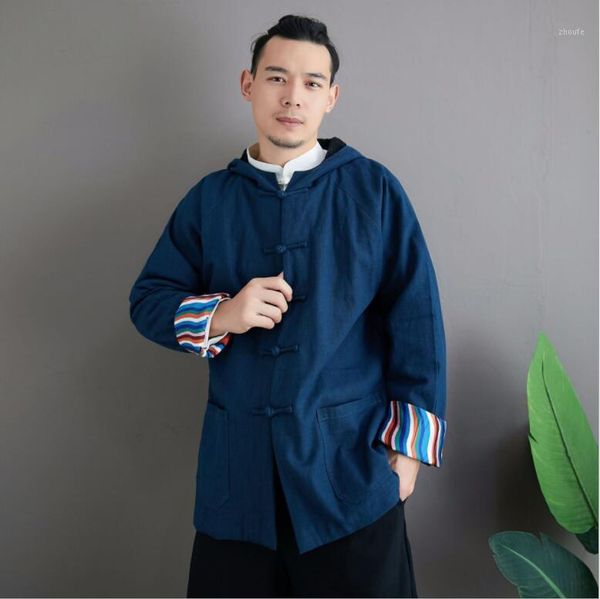 

chinese yunnan ethnic minority new winter plush wave hoodie style men's tang cotton suit loose casual cotton tang clothing1, Red