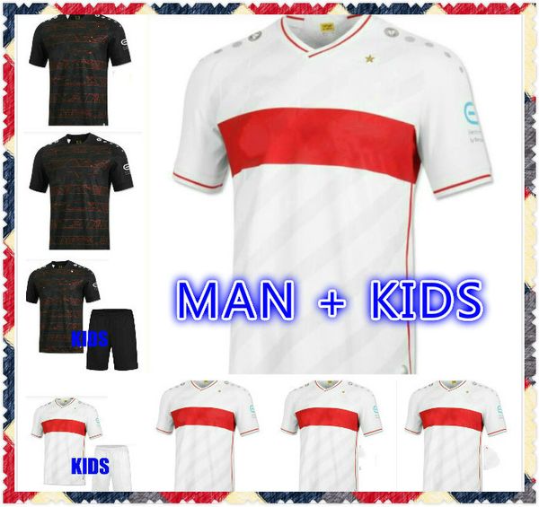 

20 21 vfb stuttgart kids soccer jerseys home away thommy anton 2020 2021 maillots didavi grahl w.silas gonzalea mangala men football uniform, Black;yellow