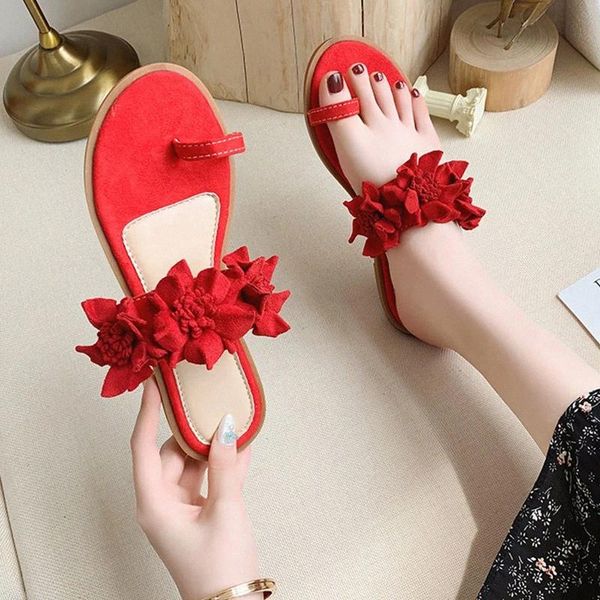 

women summer clip toe slippers ladies flower open toe footwear woman fashion casual slip on shoes female suede slipper 2020 new #kn0q, Black