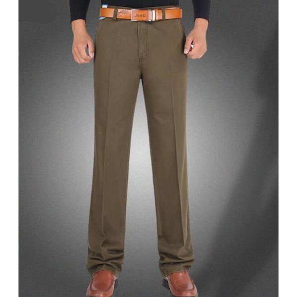 

2021 new casual men loose cotton spring mid-age business fall straight long, flat-dressed pants 762c, Black;white