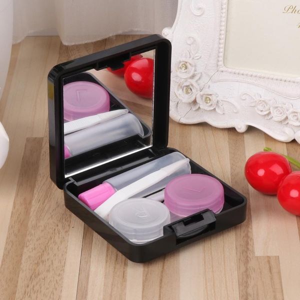 

1pc contact lens box case eyes care for travel storage square container mirror gifts drop ship, Silver