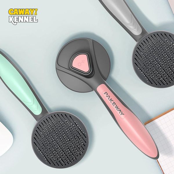 

cawayi kennel plastic dog cat pets self cleaning slicker brush comb pet dog cat grooming tools hair shedding combs d2079