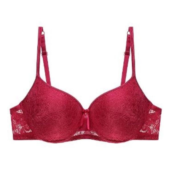

2019 wholesale - pure color deep v underwear receiving breast adjusting bra large size ladies bra, Red;black