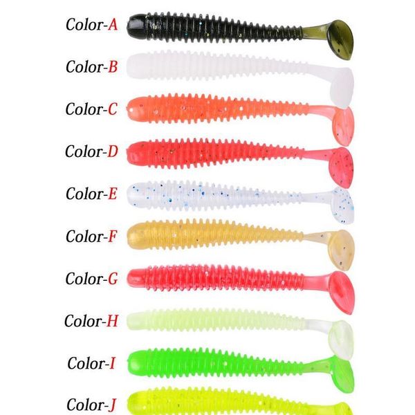 

10pcs lot soft jig lure wobbler artificial bait easy shiner worm t tail sile soft bait carp minnow goods for fishi qyldmk