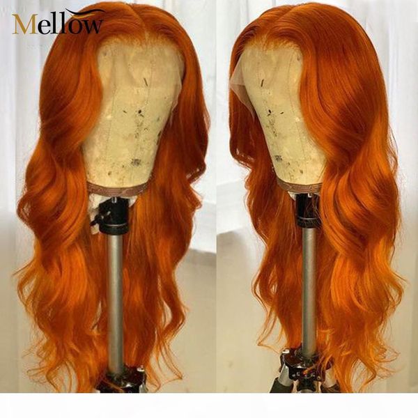 

brazilian body wave lace front human hair wigs pre plucked with baby hair full end orange ginger lace front human hair wigs, Black;brown