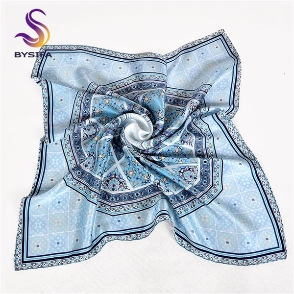 

bysifa]women light blue floral chinese style ladies square scarves spring fall accessories 100% silk head neck scarf y201007, Blue;gray