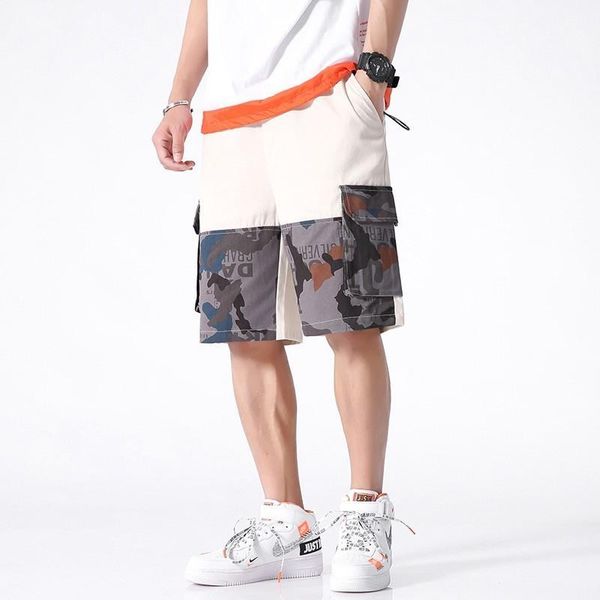 

men's shorts men multi pockets camouflage camo cargo 2021 cotton casual summer male army tactical short pants, White;black