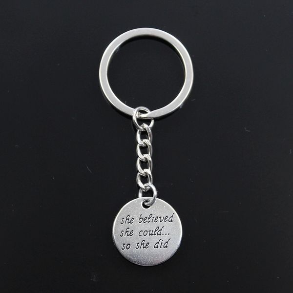 

fashion keychain 22x22mm plates she believed she could so she did silver color pendants diy men jewelry car key chain ring gift