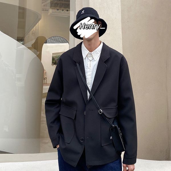 

2021 suits spring new jacket embroidered in pocket two single breasted young men's clothes 8rv7, White;black