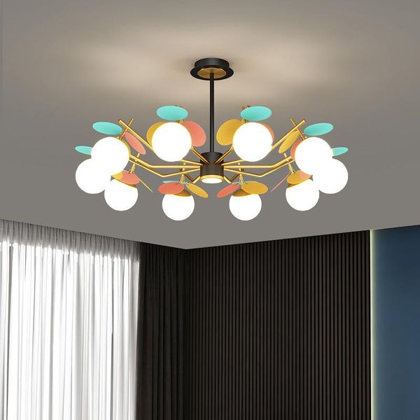 Lampadari Lampadario a LED moderno nordico per camera da letto Soggiorno Sala Lampada da soffitto a sfera in vetro dorato nero Apparecchio di illuminazione per interni