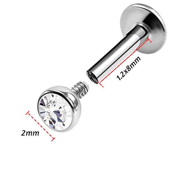 

1 шт. 1.5 4 мм красочный zircon gem labret lip stud clud ring серьги 16g ухо thelix пирсинг губ плоское кольцо хрящное trangus pircing h jll, Black