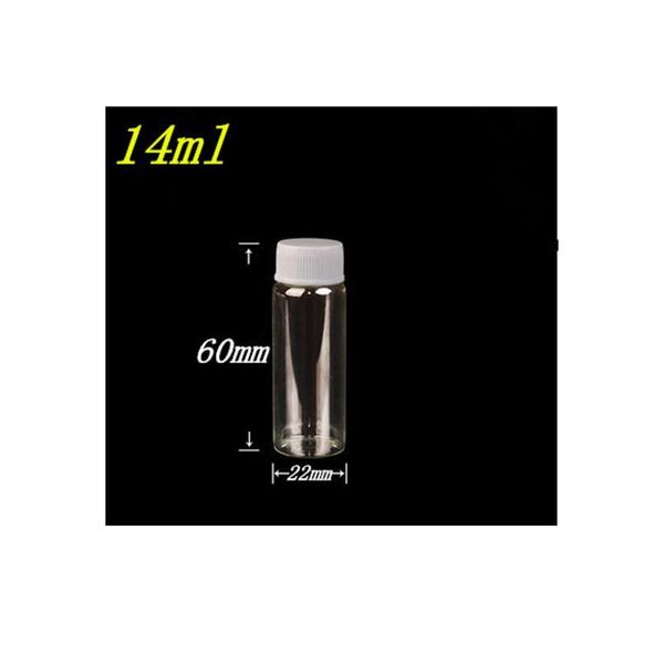 

22x60x14mm 14ml glass bottles with cap transparent clear mini empty plastic bottles jars cosmetic container bbyrhk