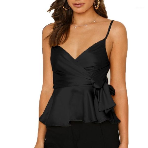 

women's tanks & camis womens crop tank solid color lace-up cross casual basic strappy vetement femme#daa1, White