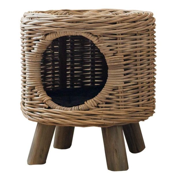 

hand woven bamboo weaving natural agate rattan kennel with legs pet nest cat nest small medium house type summer four seasons