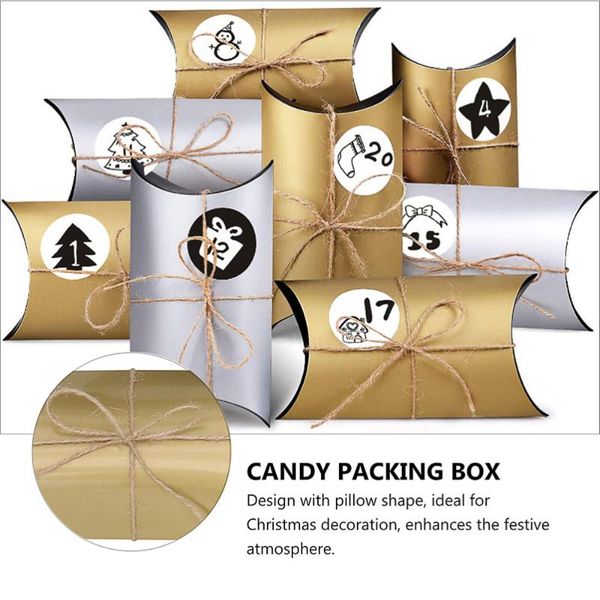 

1 set boxes festive kraft paper lightweight creative candy pillow boxes for christmas