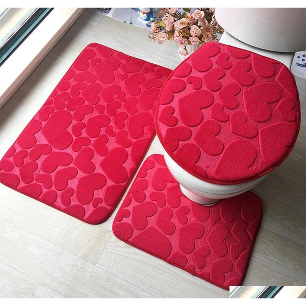 

cobblestone flannel embossed carpet bathroom rug toilet mats set 3 piece-memory foam extra soft shower bath rugs-cont qylufl wphome