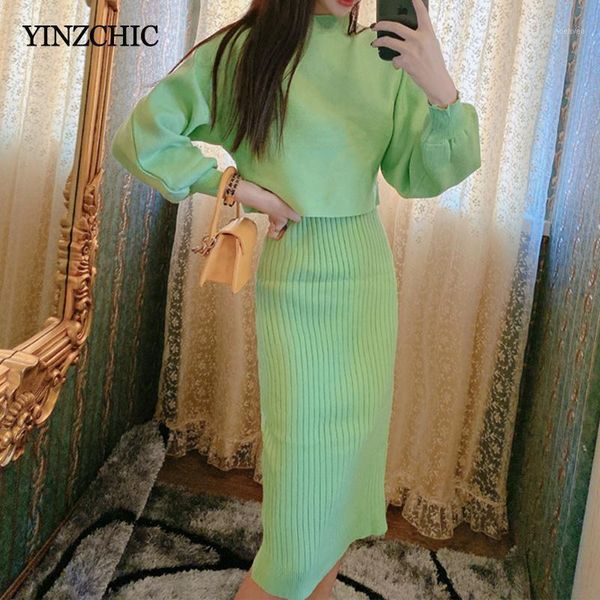 

autumn woman sweater dress suit female casual knitted 2pcs set o-neck loose sweater + speghetti dress suit set woman winter1, Gray