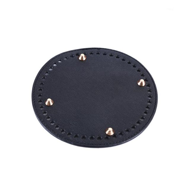

bag parts & accessories high qualtiy round leather bottom with holes rivet for handbag knitting diy women shoulder crossbody bags accessorie, Black