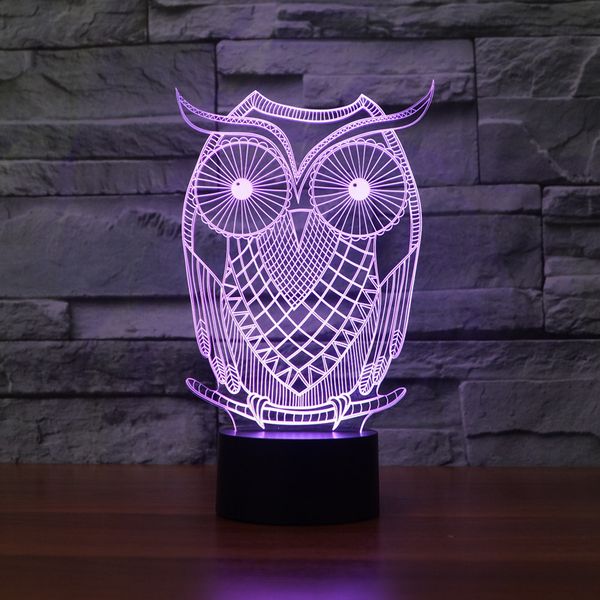 

2021 new usb novelty gifts 7 colors changing animal owl led night lights 3d desk table lamp as home decoration u7ng