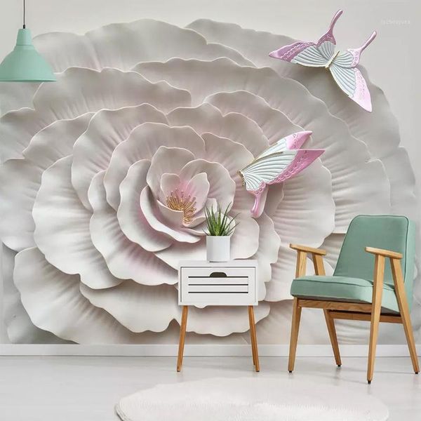 

3d wallpaper modern simple embossed flowers p wall murals living room bedroom background wall painting papel de parede sala1