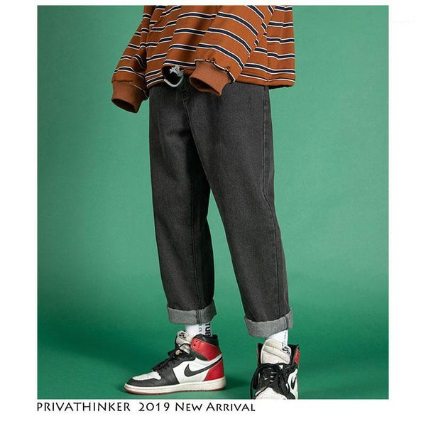

men streetwear jeans 2019 spring neutral man ripped jeans korean fashions harem pants male denim pants over size1, Blue