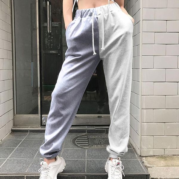

color block jogger pants women sweat pants high waist streetwear woman sweatpants casual trousers harem capris sudadera, Black;white