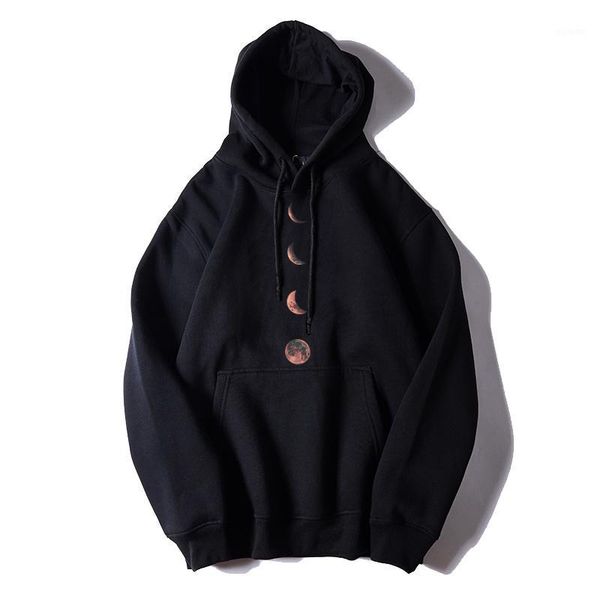 

moon printed sweatshirts men harajuku long sleeve loose casual pullover hooded male fashion chinese style sweatshirt hoodies1, Black