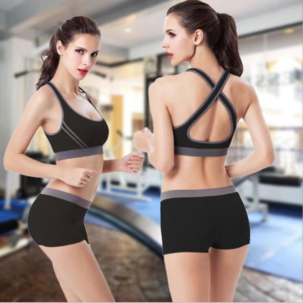 

yoga outfits women 2 pcs/set sets padded push up bra+elastic shorts workout clothes slip fitness set sport wear for gym tracksuit, White;red