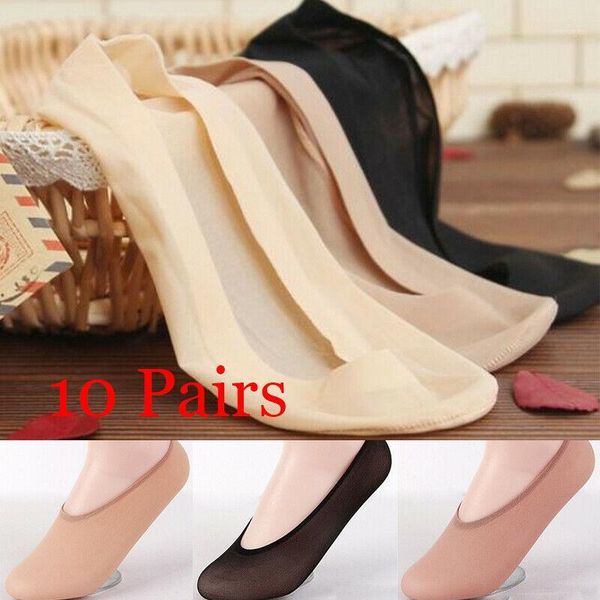 

10 pairs 2020 summer new ladies women invisible footsies shoe liner trainer ballerina boat socks woman ladies thin sock slippers1, Black;white
