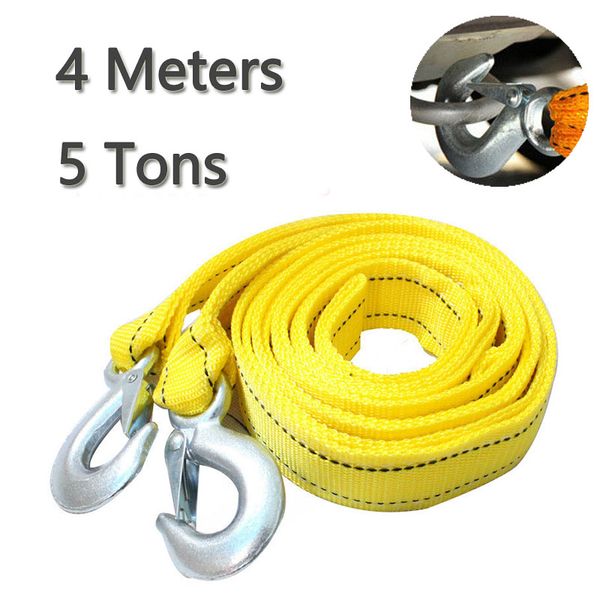 

4m heavy duty 5 ton car tow cable towing pull rope strap hooks van road recovery