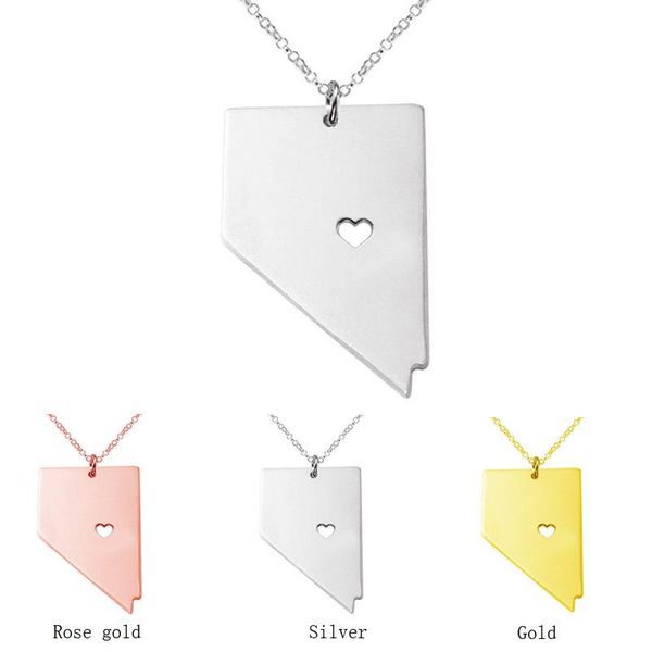 

pendant necklaces state necklace nevada charm with a heart many colors, Silver