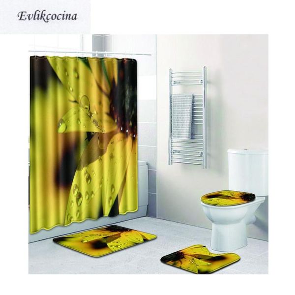 

bath mats yellow flowers casa de banho banyo bathroom carpet toilet set non slip tapis salle bain alfombra bano