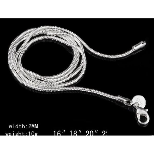 

100pcs 2mm 925 sterling silver snake chain necklace 16 18 20 22 24 inch chains designer necklaces diy accessories price nxe4j