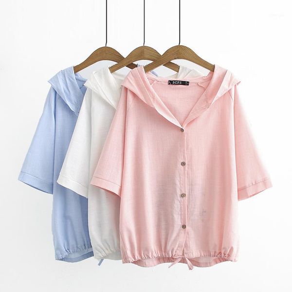 

2020 new fashion brand oversize plus size shirt casual short solid hooded1, White