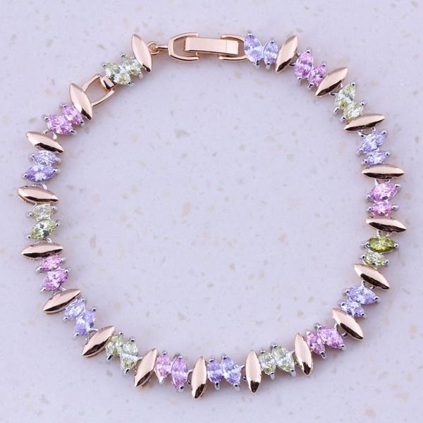 

divine multicolor imitation multigem yellow gold color charm bracelets women wedding party fashion jewelry gift box b0043, Black