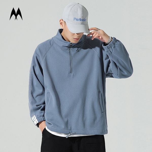 

zipper sweatshirt men streetwear brand man hoodies high street stand collar sweatshirts clothing kg-92, Black