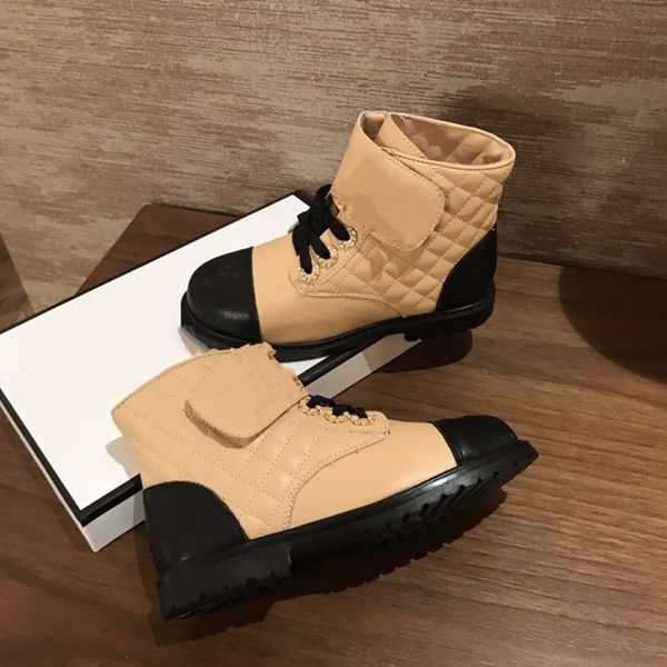 

original design high-end children's shoes girl short boots classic rhombus martin boots warm and waterproof ing, Black