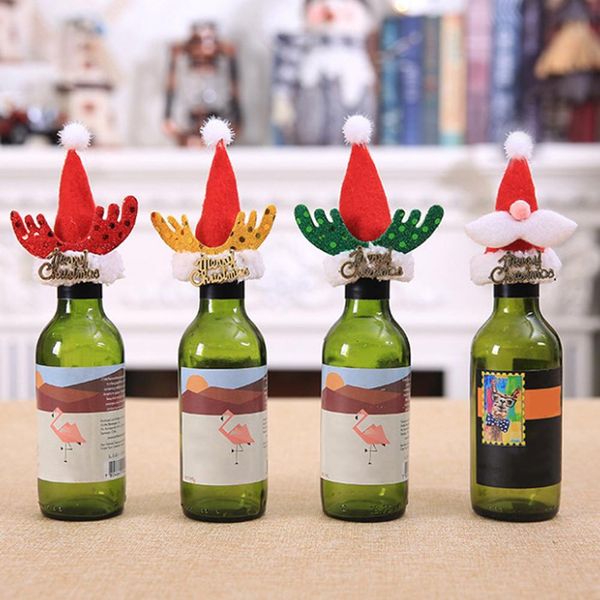 

5 шт. xmas hors horn bottle bottle cover coasted hat cap cap holiday party украшения вина бутылка крышки для рождественских праздников wmtzl