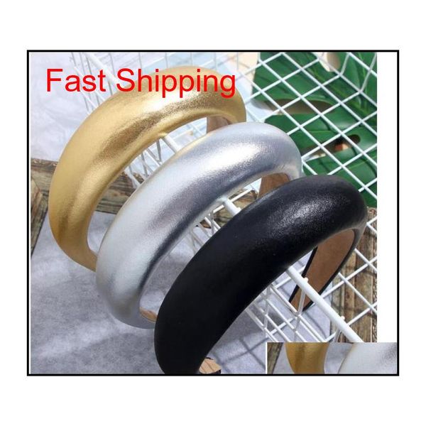 

dhl american fashion glossy bright leather headband thickened sponge hair hoop big brand 4cm wide-brimmed leathe qyljuc nana_shop, Silver